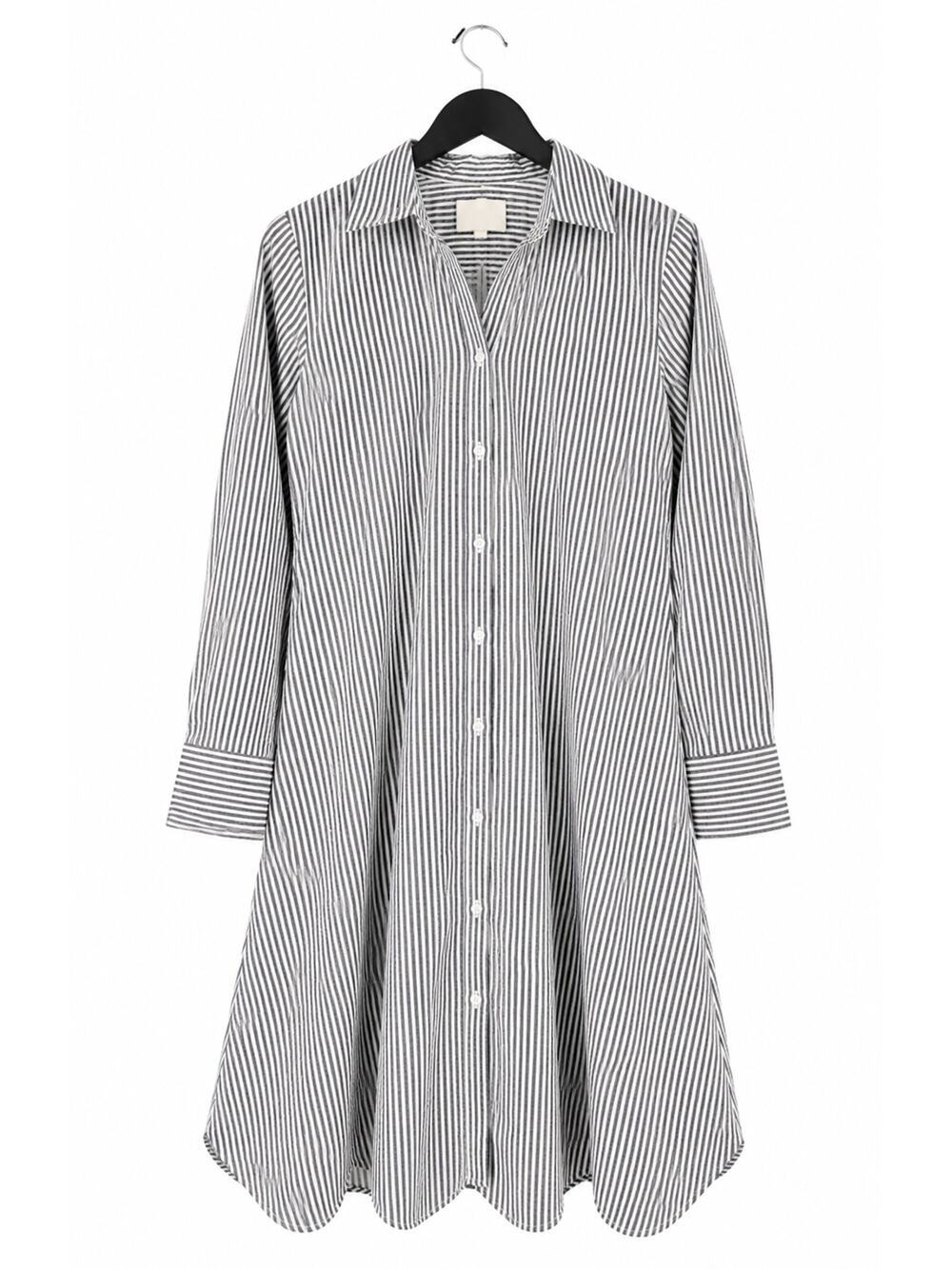 ForCynthia Striped Shirt Dress Women's Small Black White Linen Blend